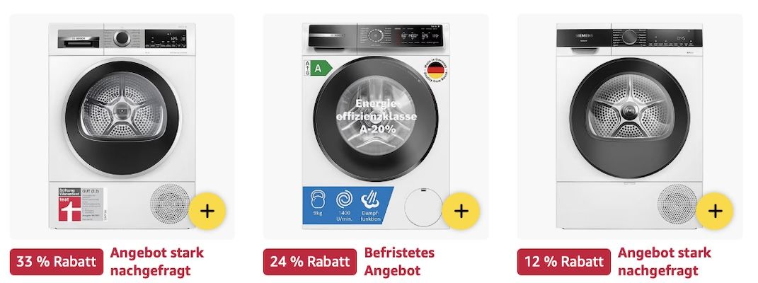 🔝🧺 Amazon: Waschmaschinen & Trockner im Sale z.B. Comfee Wärmepumpentrockner für 382,49€ (statt 450€)