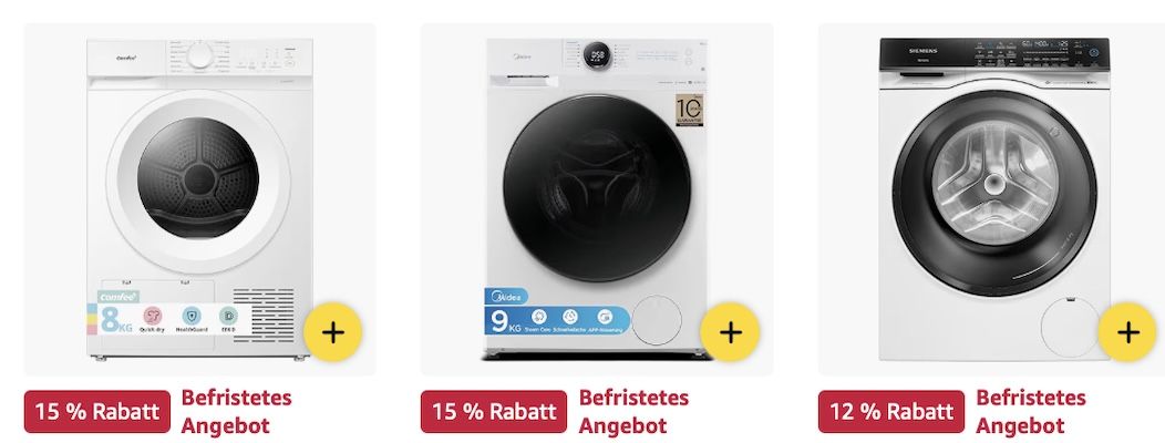 🔝🧺 Amazon: Waschmaschinen & Trockner im Sale z.B. Comfee Wärmepumpentrockner für 382,49€ (statt 450€)