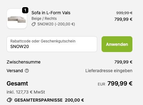 🧨💨 Juskys Vals L Form Sofa 250x183cm Beige oder Grau ➡️ für 799,99€ (statt 1.115€)