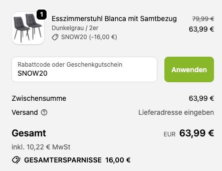 🪑🪑 2er Set Esszimmerstühle Blanca in Dunkelgrau mit Samtbezug ➡️ für 63,99€ (statt 100€)