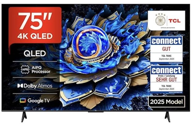 đș TCL 75T69C â 75 Zoll QLED 4K Smart TV fĂŒr 549⏠(statt 599âŹ) đș TCL 75T69C â 75 Zoll QLED 4K Smart TV fĂŒr 549⏠(statt 599âŹ)