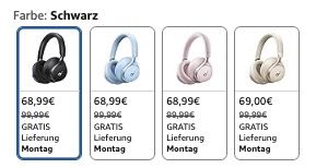 🎧 Soundcore by Anker Space One Wireless Kopfhörer mit ANC für 68,99€ (statt 98€)