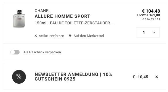 🌼 150ml Chanel Allure Homme Sport Herren Eau de Toilette ➡️ für 94,03€ (statt 154€)