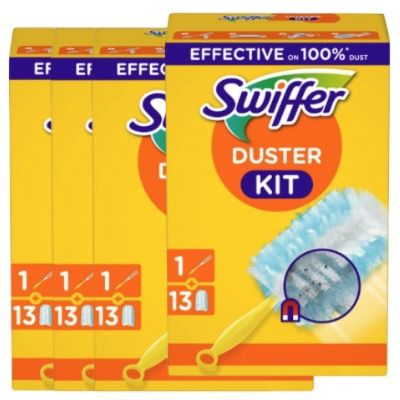 🏠💨 4x Swiffer Staubmagnet Starter-Set (1 Griff + 13 Tücher) 🧨 für 43,16€ (statt 53€)