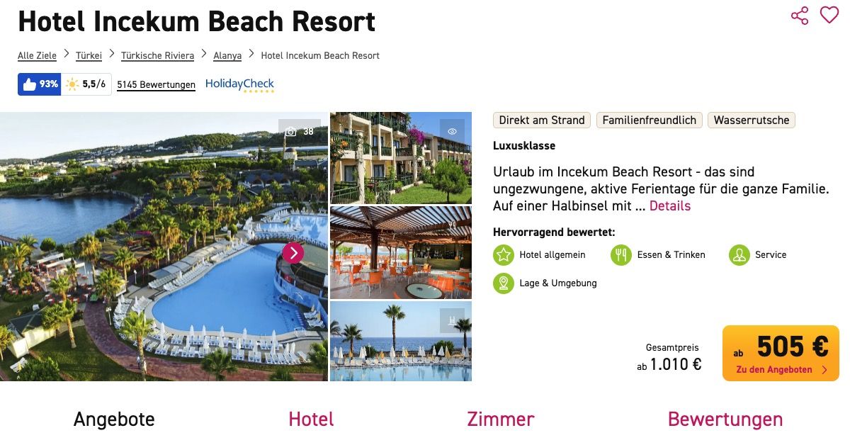 ☀️ Luxushotel 5⭐ Incekum Beach Resort 🇹🇷 7ÜN mit All Inkl., Flügen & Transfers ab 505€ p.P.