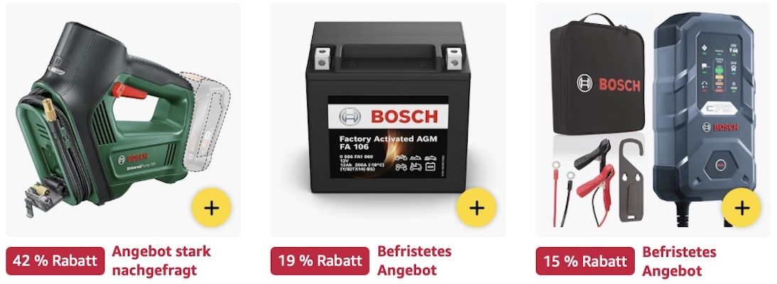 🚗🏍️ Amazon: Auto & Motorrad Produkte von BOSCH im Sale z.B. Motorradbatterie für 56€ (statt 67€) 🚗🏍️ Amazon: Auto & Motorrad Produkte von BOSCH im Sale z.B. Motorradbatterie für 56€ (statt 67€)