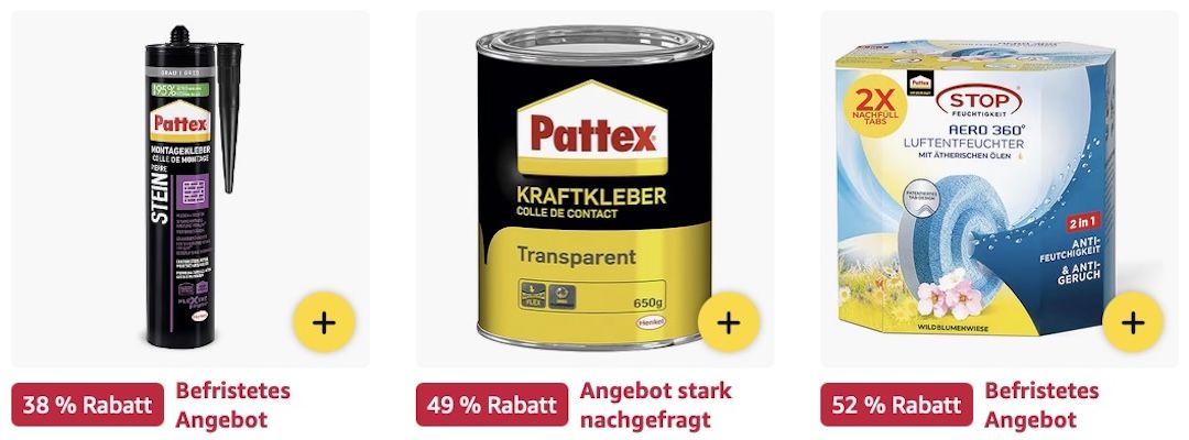 👨🏻‍🔧 Amazon: Pattex Sale – Sekunden , Montage , Spezialkleber & mehr z.B. 650g Kraftkleber für 9,89€ (statt 14€)