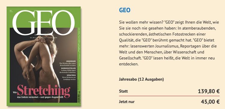 🗞️ Komplettes Jahresabo GEO mit 12 Ausgaben für 45€ (statt 140€) 🗞️ Komplettes Jahresabo GEO mit 12 Ausgaben für 45€ (statt 140€)