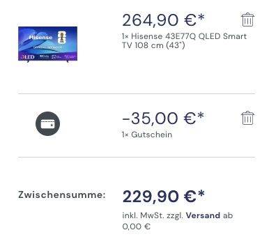 📺 Hisense 43E77Q - 43 Zoll QLED UHD Fernseher mit Dolby Vision für 229,90€ (statt 265€) 📺 Hisense 43E77Q 43 Zoll QLED UHD Fernseher mit Dolby Vision für 229,90€ (statt 265€)
