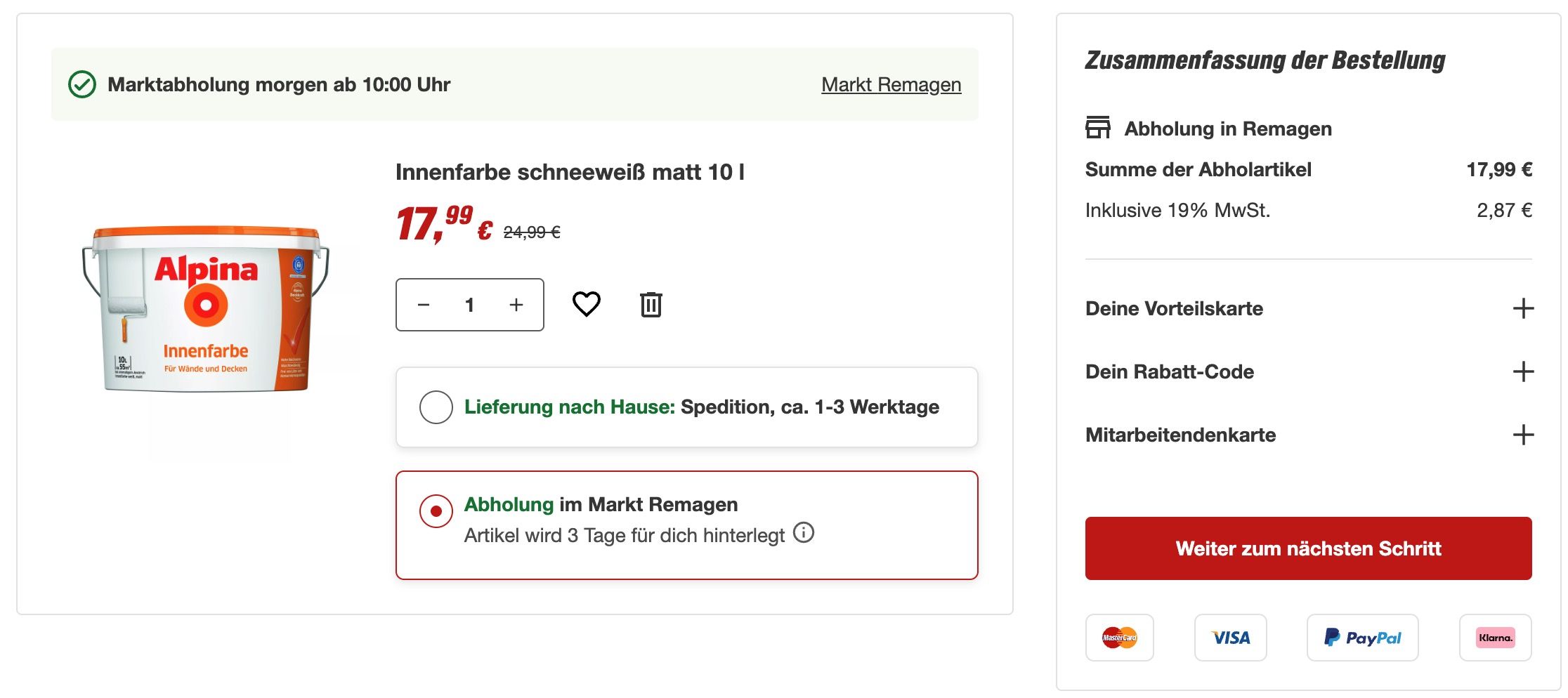 🏠🎨 ALPINA Weiß Wand-Innenfarbe 10 Liter ab 17,99€ (statt 32) - Abholung 🏠🎨 ALPINA Weiß Wand Innenfarbe 10 Liter ab 17,99€ (statt 32) Abholung