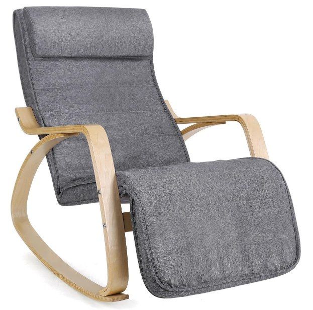 💺 SONGMICS Schaukelstuhl mit Armlehnen & verstellbarer Fußstütze für 61,99€ (statt 76€)