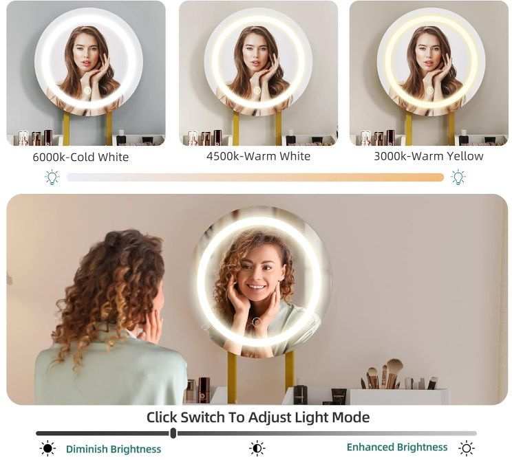 👄 YITAHOME Schminktisch mit Beleuchtung & Spiegel für 61,60€ (statt 88€)