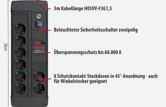 🔌 Brennenstuhl Premium Line Steckdosenleiste 8 Fach für 51,28€ (statt 62€)