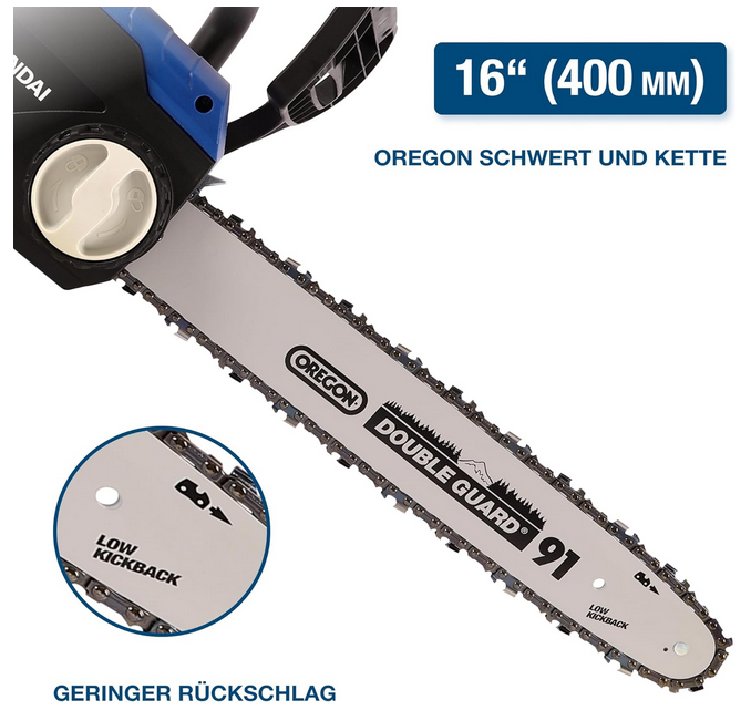 Hyundai CS2416E Elektro-Kettensäge 40cm 2.400 Watt für 89€ (statt 109€) Hyundai CS2416E Elektro Kettensäge 40cm 2.400 Watt für 89€ (statt 109€)
