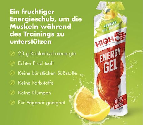🍋 20er Pack HIGH5 Energy Gel mit natürlichem Zitrus Fruchtsaft ab 16€ (statt 21€)