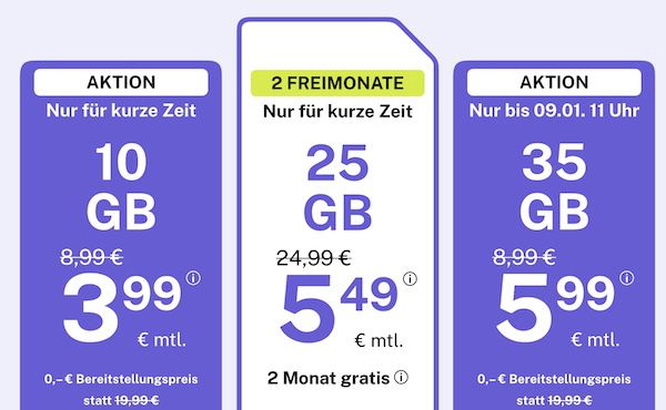 📶 bigSIM 1&1 Allnet Flat mit 25GB 5G für nur 5,49€ mtl. + 2 Monate geschenkt