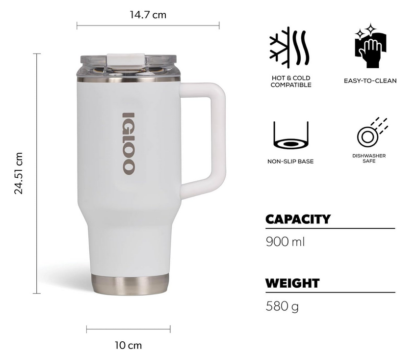 IGLOO Travel Mug 32 – 900 ml Edelstahl Isolierbecher mit Strohhalm für 11,03€ (statt 15€) IGLOO Travel Mug 32 – 900 ml Edelstahl Isolierbecher mit Strohhalm für 11,03€ (statt 15€)