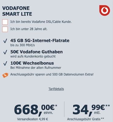 🍏 Apple iPhone 17 Pro Max für 668€ + Vodafone 45GB für 34,99€ mtl. + 150€ Bonus