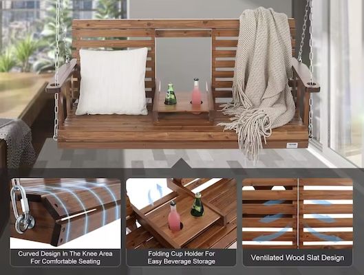 🏡 SucceBuy Holz Hollywoodschaukel 1,5 m mit 400 kg Tragkraft für 94,99€ (statt 146€)