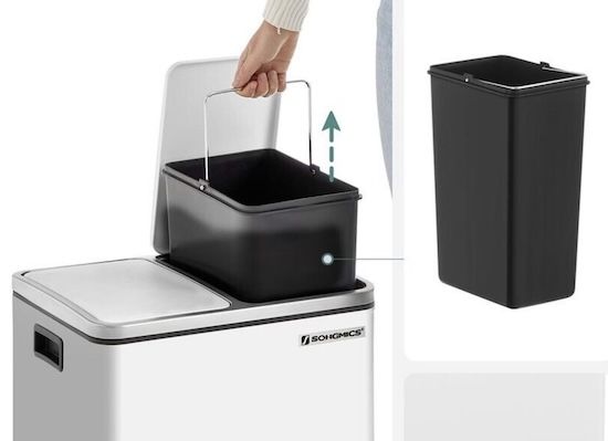 🚮 SONGMICS Stahl Abfalleimer 2 x 15L mit Soft Close ab 41€ (statt 58€)