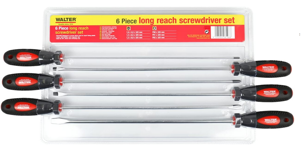 🪛⚒️ WALTER WWS SDL6 Schraubendreher Set extra lang 6 tlg, magnetisch für 14,99€ (statt 25€)