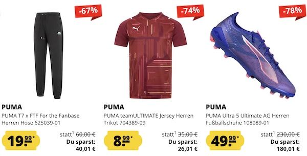 👕 Puma Sonderposten Sale ab 8,99€   z.B. Indoor Hallenschuhe 24,99€ (statt 39€)
