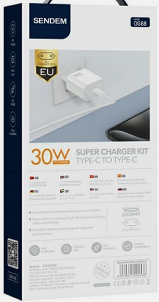 SENDEM OG88 USB C Schnellladegerät 30W mit Kabel für 9,99€ (statt 13€)