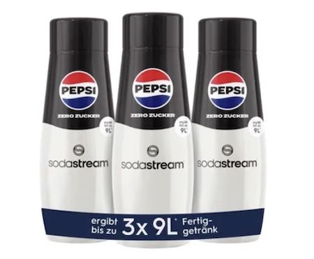 🥤 3x SodaStream Sirup Pepsi Cola oder Pepsi Max (Zero) ab 6,98€ (statt 13€)   Neukunden