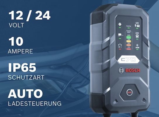 🚘 Bosch C70 Batterieladegerät mit Erhaltungsladungs Funktion für 78,97€ (statt 93€)