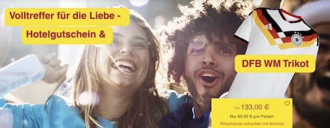 🌍 Kurztrip Multigutschein: 1 ÜN für 2 Personen inkl. Frühstück + DFB WM Trikot für 133€ (66,50€ p.P.)