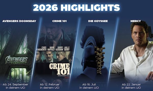 TOP! 🍿 10 UCI Kino Tickets für alle 2D Filme für 66,90€   auch 2 für 14,90€ oder 5 für 36€