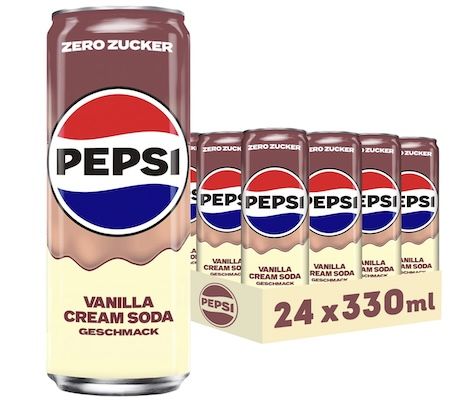 🥤 24x Pepsi Zero Zucker Vanilla Cream Soda, 330ml ab 16,99€ (statt 24€)   nur 0,71€/Dose