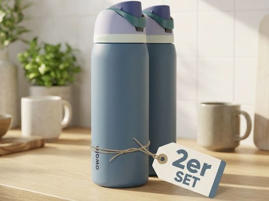 🥤 2x Owala FreeSip Isolierte Edelstahl Trinkflasche mit Strohhalm, 945 ml für 37,99€ (statt 66€)