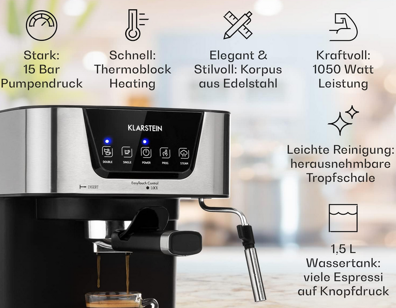 ☕ Klarstein Arabica Espressomaschine 15 Bar, 2 Tassen für 88,85€ (statt 130€) ☕ Klarstein Arabica Espressomaschine 15 Bar, 2 Tassen für 88,85€ (statt 130€)