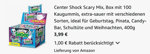 🍬 Center Shock Scary Mix - Box mit 100 Kaugummis ab 3,99€ (statt 7€) 🍬 Center Shock Scary Mix Box mit 100 Kaugummis ab 3,99€ (statt 7€)
