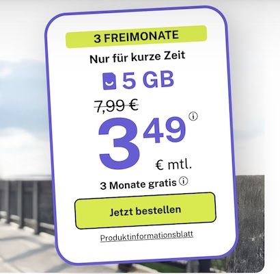 📶 bigSIM 1&1 Allnet-Flat mit 5GB 5G für nur 3,99€ mtl. + 3 Monate geschenkt