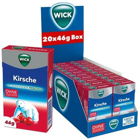 🍬 20er Pack WICK Kirsche & Eukalyptus Hustenbonbons ab 19€ (statt 27€)