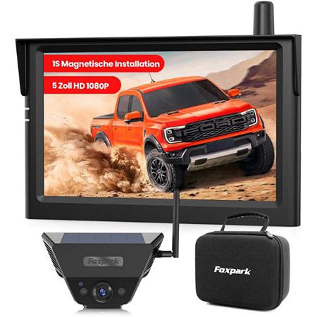📹 Foxpark Solar Rückfahrkamera mit 5″ FHD Display für 141,49€ (statt 170€)