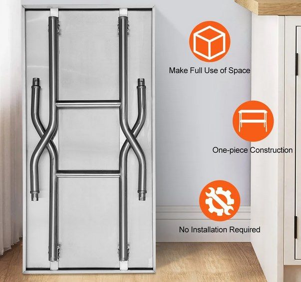 VEVOR Edelstahl Arbeitstisch (klappbar, 122x61x85cm) für 113,98€ (statt 146€)