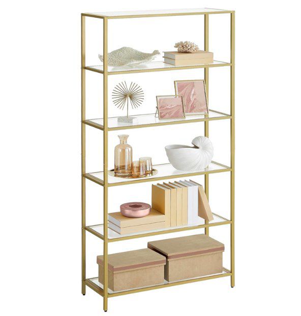 VASAGLE Badregal mit 6 Ablagen aus gehärtetem Glas für 53,99€ (statt 70€)