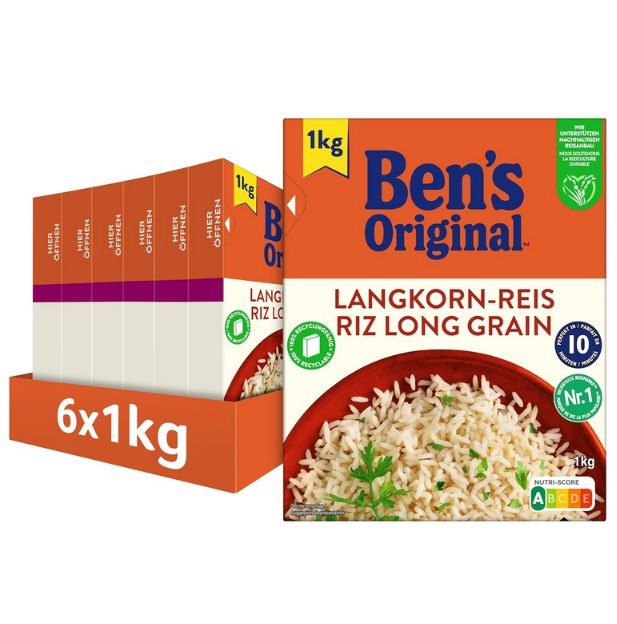 🍙 6x 1kg BEN’S ORIGINAL Langkorn-Reis (lose) ab 17,51€ (statt 24€)
