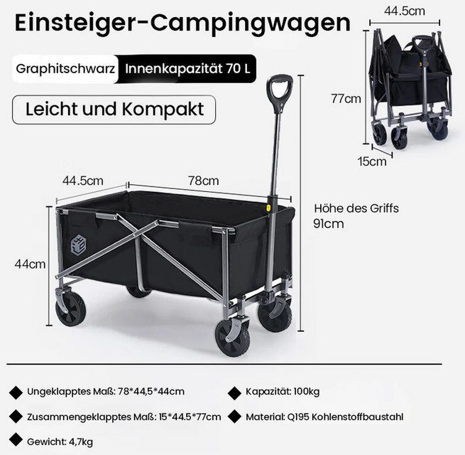 🚸 ochama faltbarer Bollerwagen für bis zu 100kg ab 17,49€ (statt 30€)   Neukunden