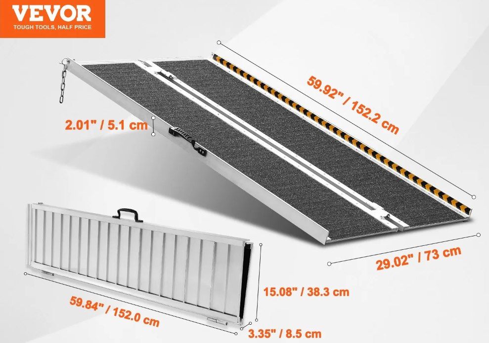 👨‍🦽 VEVOR klappbare Alu Auffahrrampe (152cm) für 110,30€ (statt 158€)