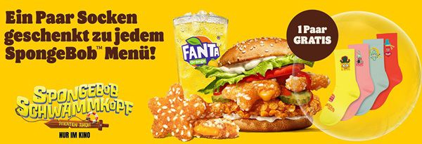 🍔 Burger King: Zu jedem SpongeBob Menü ein Paar Socken gratis dazu
