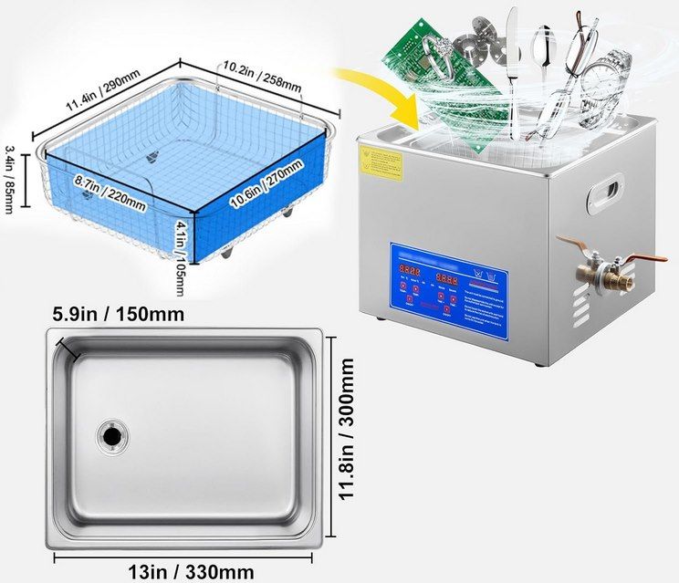🛠️ VEVOR 360W Ultraschallreinigungsgerät (15l) mit Heizung für 103,86€ (statt 140€)