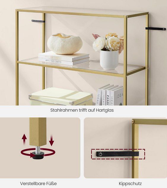 VASAGLE Badregal mit 6 Ablagen aus gehärtetem Glas für 53,99€ (statt 70€)