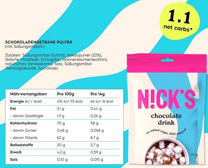 ☕ NICKS Heiße Schokolade ohne Zuckerzusatz, 250g ab 6,88€ (statt 9€) ☕ NICKS Heiße Schokolade ohne Zuckerzusatz, 250g ab 6,88€ (statt 9€)