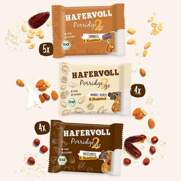 🌾 13er Pack Hafervoll Porridge2go Mixbox mit 3 Sorten ab 15€ (statt 20€)