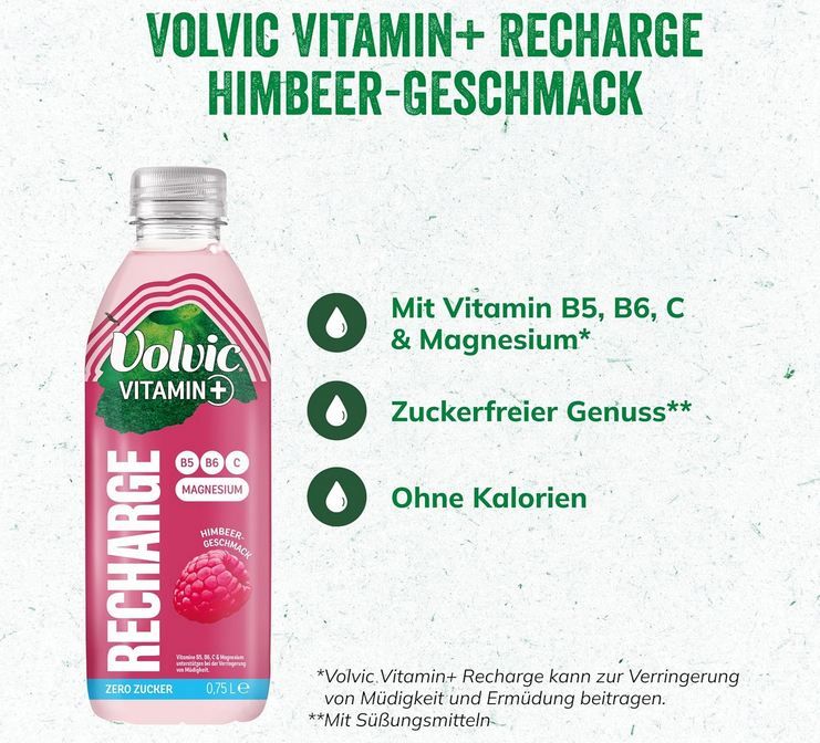 🥤 6er Pack Volvic Vitamin+ Recharge Himbeere, Zero ab 5,67€ (statt 12€)