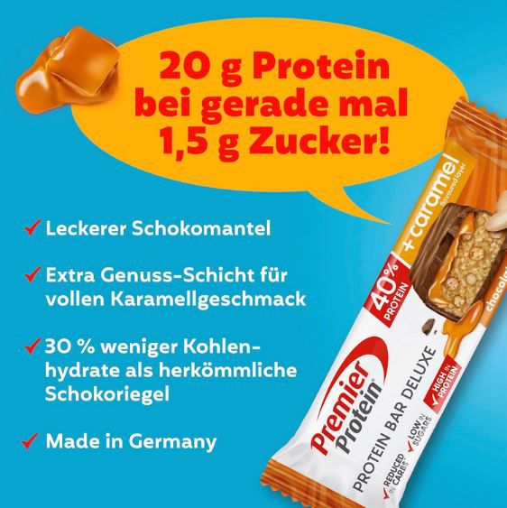 🍫 12er Pack Premier Protein Bar Deluxe, Chocolate Peanut Butter ab 10€ (statt 18€)